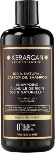 Shampoing Anti-Chute à l'Huile de Ricin - Fortifie & Favorise la Croissance - Cheveux Secs et Cassants - Enrichi en Kératine, Huile d'Argan, Aloe Vera - Sans sulfate, OGM, silicone - 500ml Huile de Ricin 500 ml (Lot de 1)