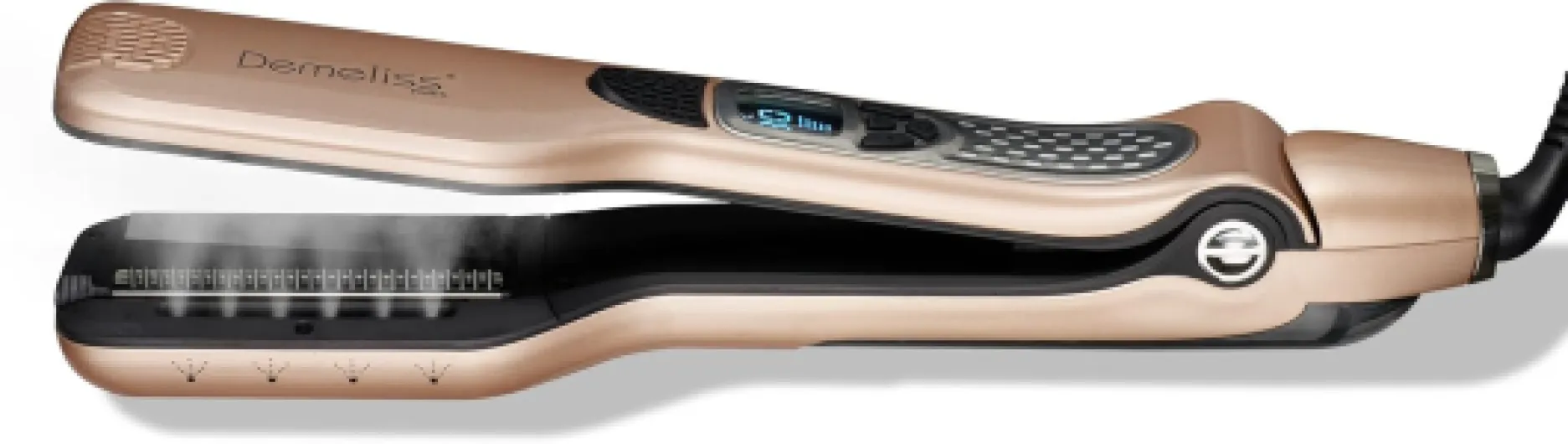 SAINT ALGUE Lisseur Vapeur TITANIUM - Plaques Titane - Vapeur Ultra Puissante - Réservoir XL 40ml Intégré - Peigne Amovible - Lissage Tous Types de Cheveux - 5 Températures - Professionnel Doré