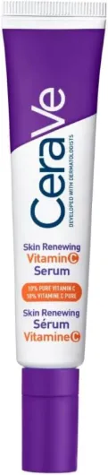 CeraVe - Sérum Vitamine C Visage Skin Renewing - Sérum Anti-Taches - Peau Plus Eclatante Après 8 Semaines* - Vitamine C Pure + Acide Hyaluronique + 3 Céramides - Convient aux Peaux Sensibles - 30 ml