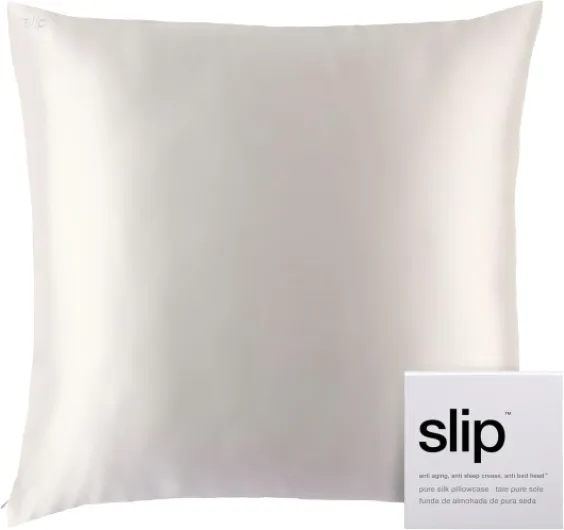 Silk Zippered Euro Pillowcase – 100% Pure Mulberry Silk, White Color, Ultra-Soft & Breathable, Anti-Aging, Hair & Skin-Friendly, Luxurious Satin Finish, 65x65cm, Machine Washable Blanc