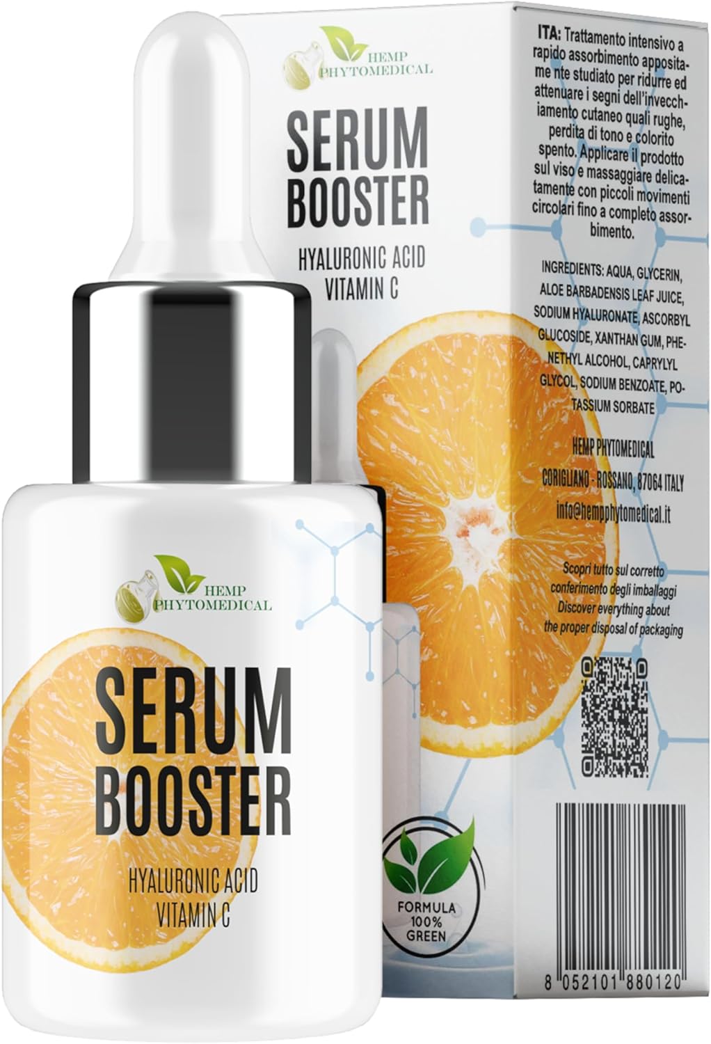 MY SKINCARE, Sérum Booster Acide Hyaluronique et Vitamine C, Anti-Rides, Anti-Taches, Hydratant Illuminateur, 100% Naturel et Écologique