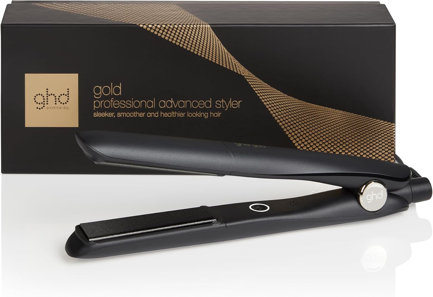 Ghd - Lisseur cheveux ghd gold - Fer à lisser professionnel - Cheveux plus lisses, 65% plus brillants, sans chaleur extrême - Lisseur boucleur, design arrondi - Idéal tous types de cheveux Noir