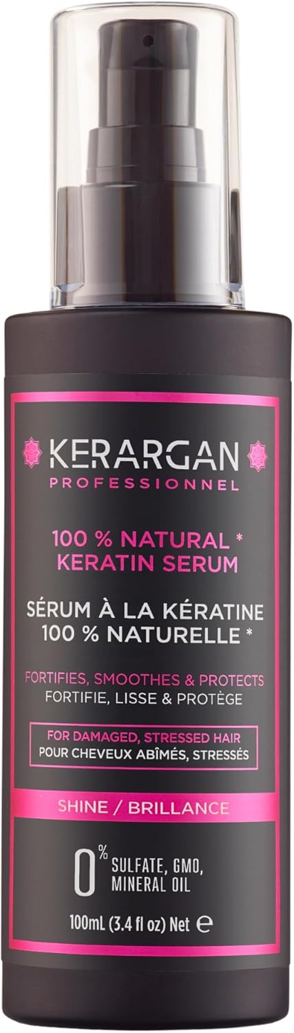 Sérum Capillaire Ultra Réparateur à la Kératine pour Cheveux Abîmés - Protecteur, Lissant - Huiles Naturelles de Ricin, Macadamia, Argan - Sans Sulfate, OGM, Huile Minérale - 100ml Keratine 100 ml (Lot de 1)