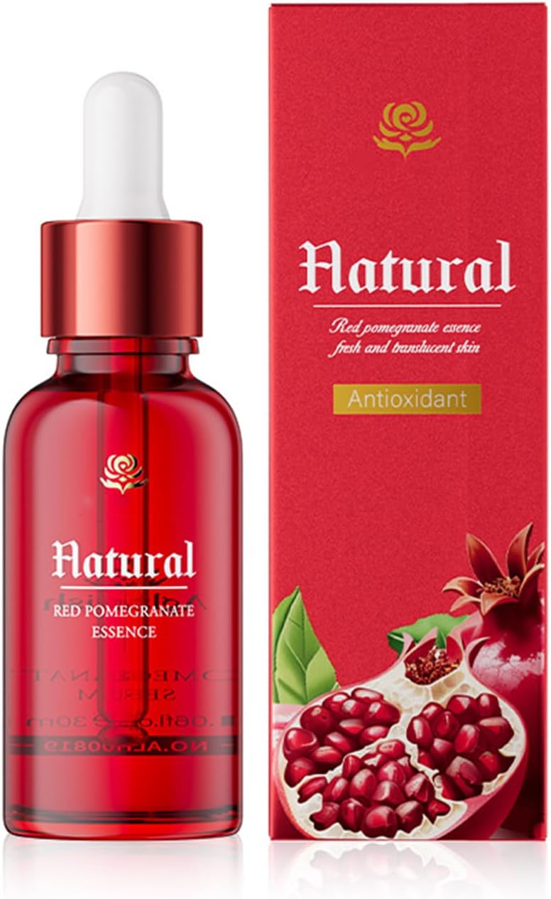 Sérum Visage à La Grenade Rouge - Sérum Anti-âge Raffermissant & Repulpant Pour Femmes Et Hommes + Acide Hyaluronique Hydratant Pour Lisser Les Ridules, Formule Antioxydante à La Niacinamide