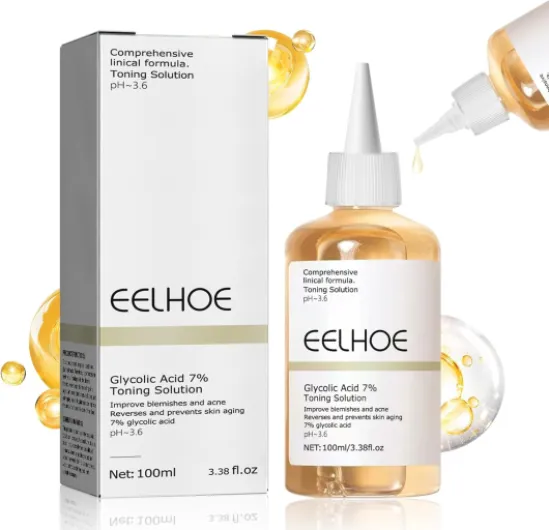 Acide Glycolique, Acide Glycolique 7% Toner Visage, Lotion Tonique Visage,Toner Tonique Peeling visage,Hydratant,Apaisant,Réduisant les Pores,Peau Brillante,Convient à Tous les Types de Peau