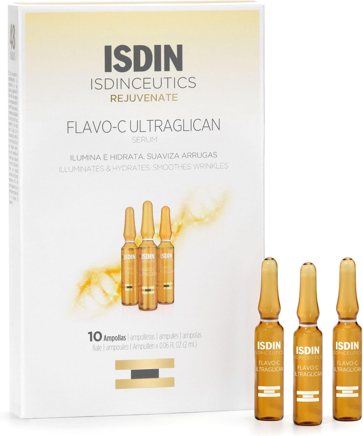Isdinceutics Flavo-C Ultraglican (10 ampoules x 2 ml) - Sérum Visage Antioxydant de Jour - Illumine et Hydrate la Peau - Lisse les Rides et Protège Contre les Dommages Oxydatifs 2 ml (Lot de 10)