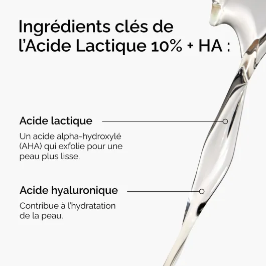 The Ordinary Acide Lactique 10% + Acide Hyaluronique, Sérum exfoliant très puissant, pour une peau plus lisse et plus éclatante, 30 ml