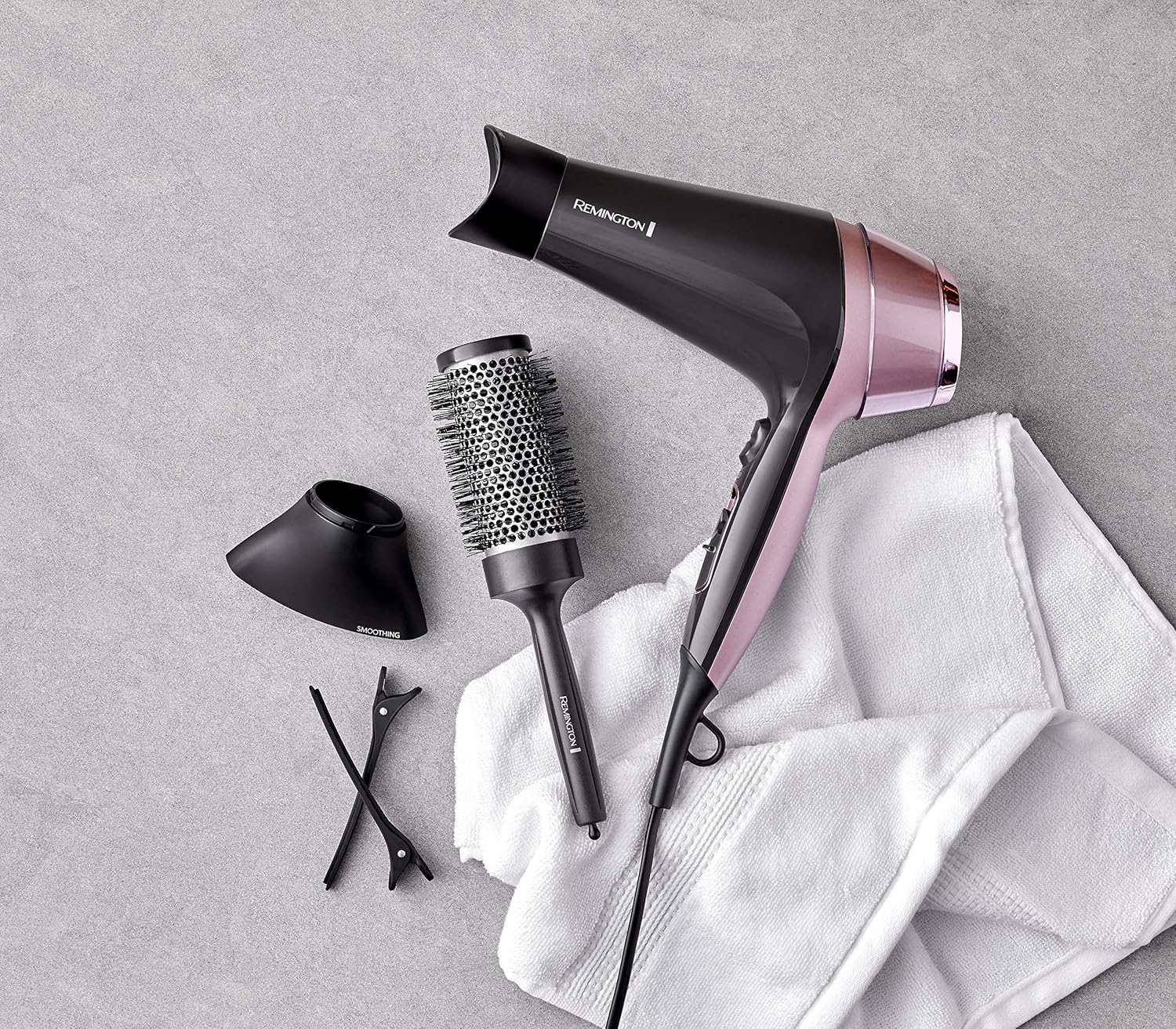 Sèche-cheveux Ionique [Multifonction: boucle, ondule, lisse] Curl&Straight (2200W, 3 températures/ 2 vitesses, concentrateur incurvé unique, brosse à coiffer 45mm, accessoires) D5707 Sèche-cheveux nouveau