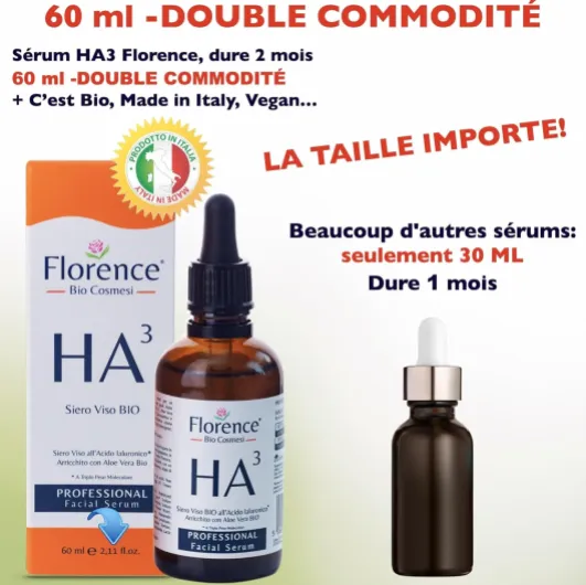 60ml - Bio Sérum à l'acide Hyaluronique Pur à 3 Poids Moléculaires, Vitamine C, Agents Anti-Rides et Anti-Âge - Hydratant, Illuminateur & Vegan.Sérum Visage Également Idéal comme Crème Contour des Yeux