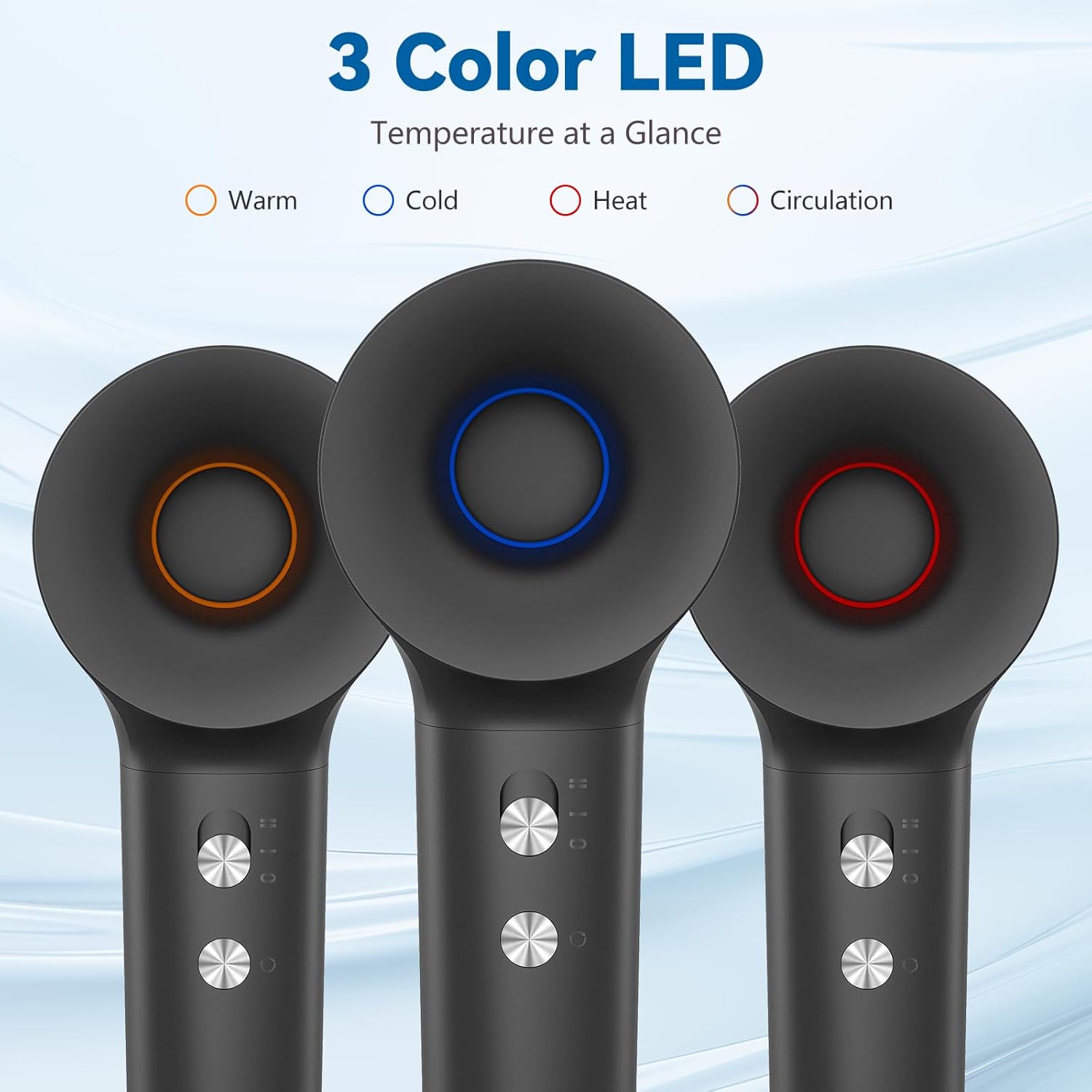 TQQ Seche Cheveux Professionnel, 200 Millions ionique Négatifs, Moteur Haute Vitesse 110000 TR/Min, 57dB Faible Bruit Sèche Cheveux Pour Maison et Voyages Gris Foncé