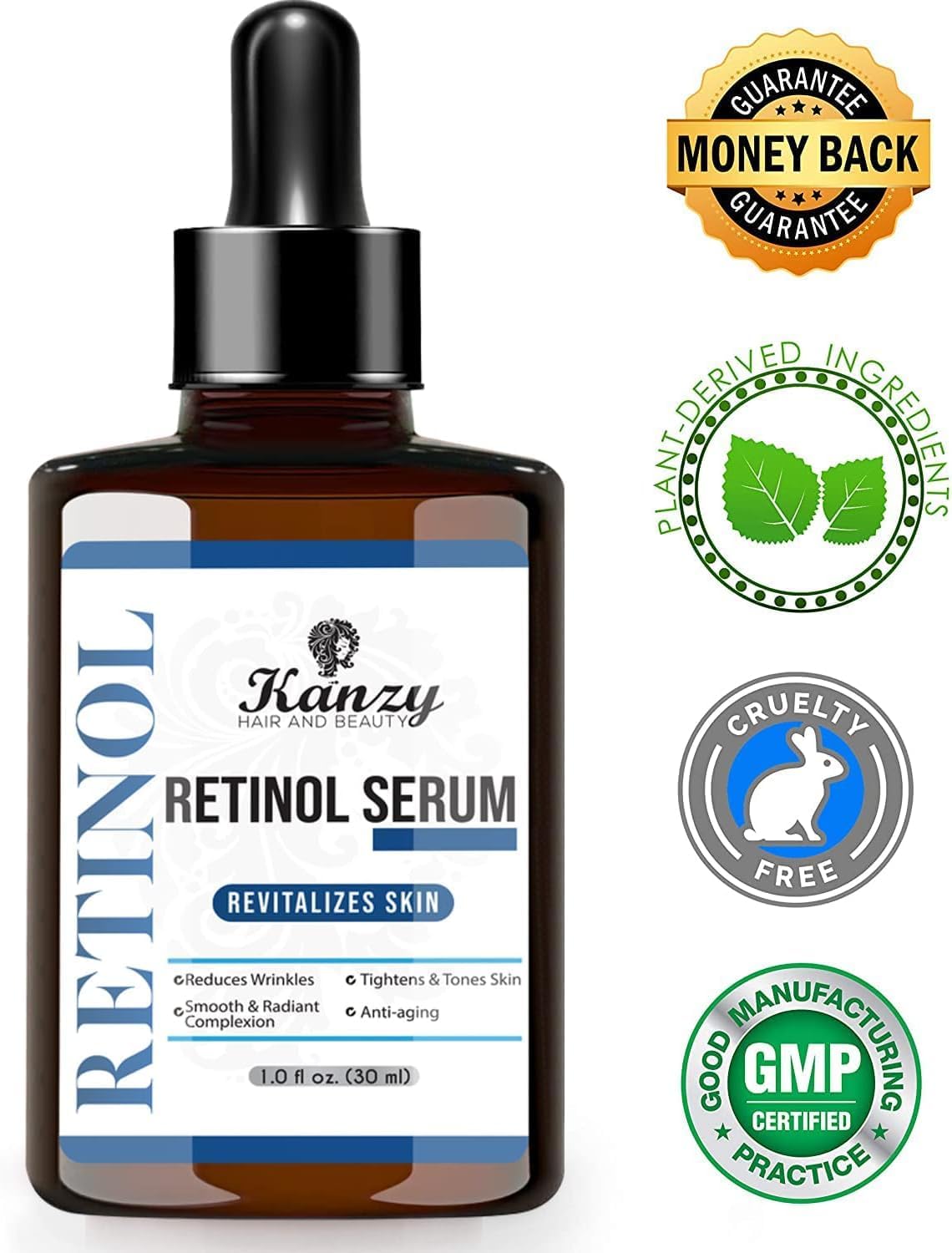 Retinol Serum 2.5% with Acide Hyaluronique Anti Ride, Anti Age Puissant Rétinol Sérum Visage Bio pour Femme et Homme avec Huile de Jojoba and Aloe Vera Pour une peau Radieuse et Ferme 30ML
