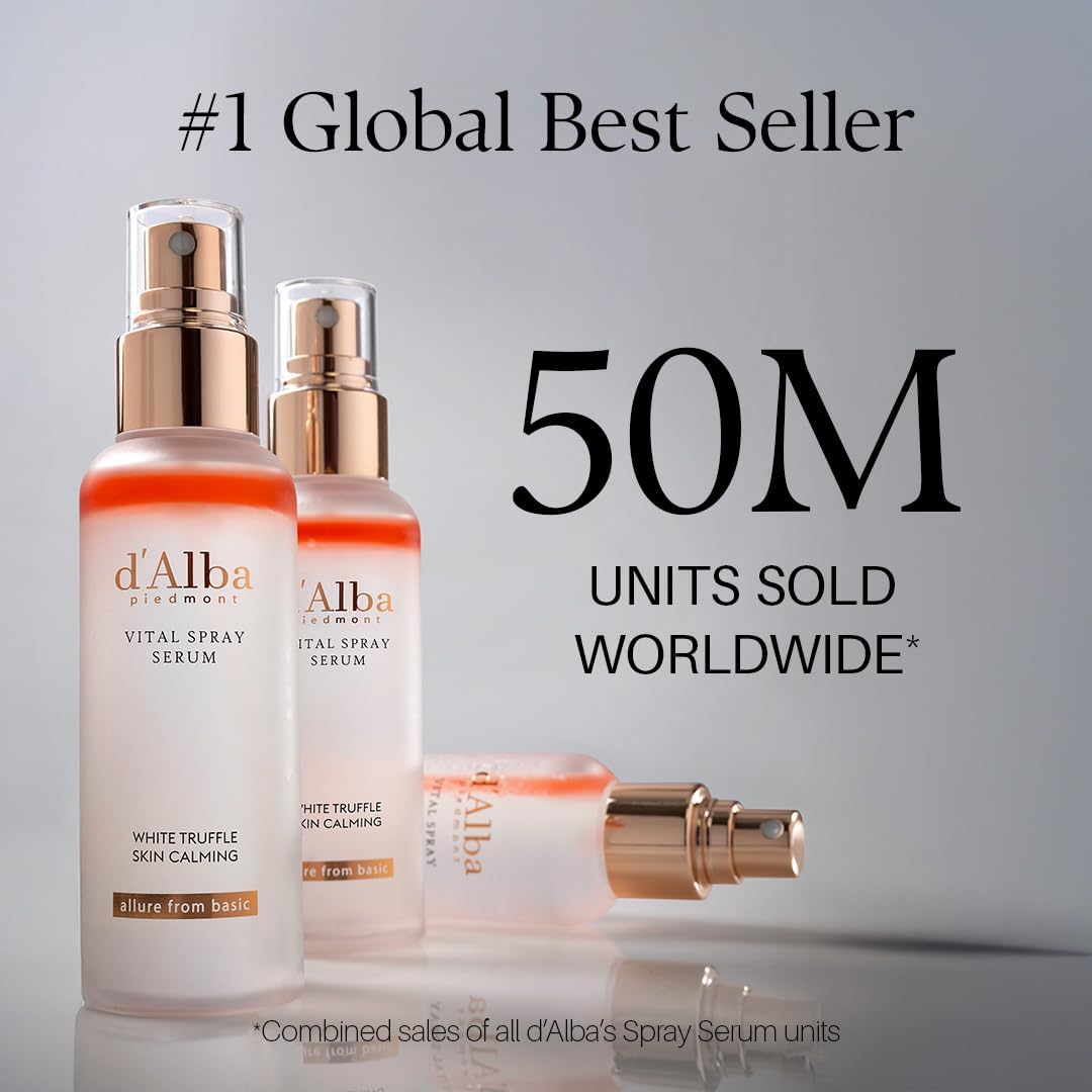 D'Alba Vital Spray Serum Sérum à la Italian White Truffle, Soin Végétalien, Revitalisant, hydratant, Apaisant, Spray pour Visage, Solution SOS pour Peaux Rouges et Sensibles, Soin de la Peau Coréen