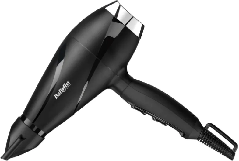 BaByliss Sèche-cheveux Shine Pro 2200 - 2200W, Technologie ionique, Technologie anti-frisottis, Diffuseur et concentrateur inclus, Fabriqué en Italie, Noir, 6713DE Nouveau