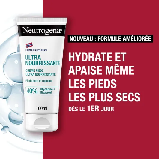 Crème Pieds Ultra Nourrissante Formule Norvégienne (tube de 100 ml) – Crème hydratante 24 h pour pieds secs et abîmés – Avec glycérine et bisabolol