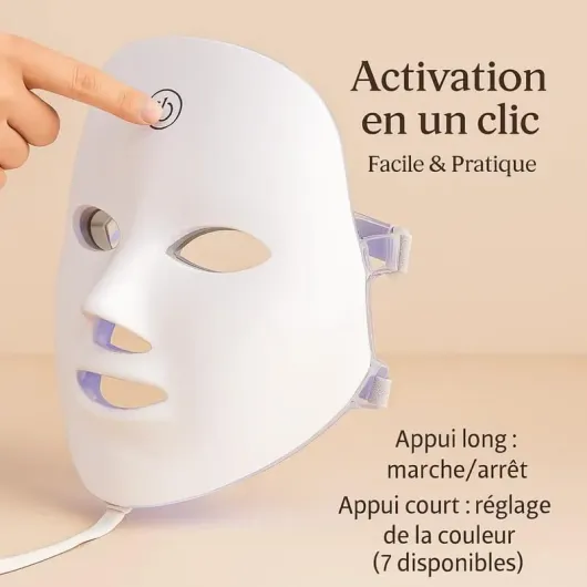 Masque LED de Luminothérapie 7-en-1 - Novaa LED(Blanc)