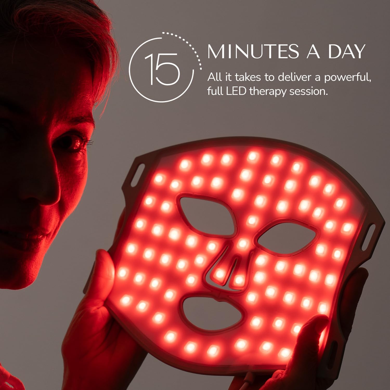 Adara Skin Lite Masque facial à LED avec thérapie par lumière rouge, 1072 nm proche infrarouge profond, anti-âge et raffermissant, réduit les ridules, les rides et les rougeurs (vert opale)