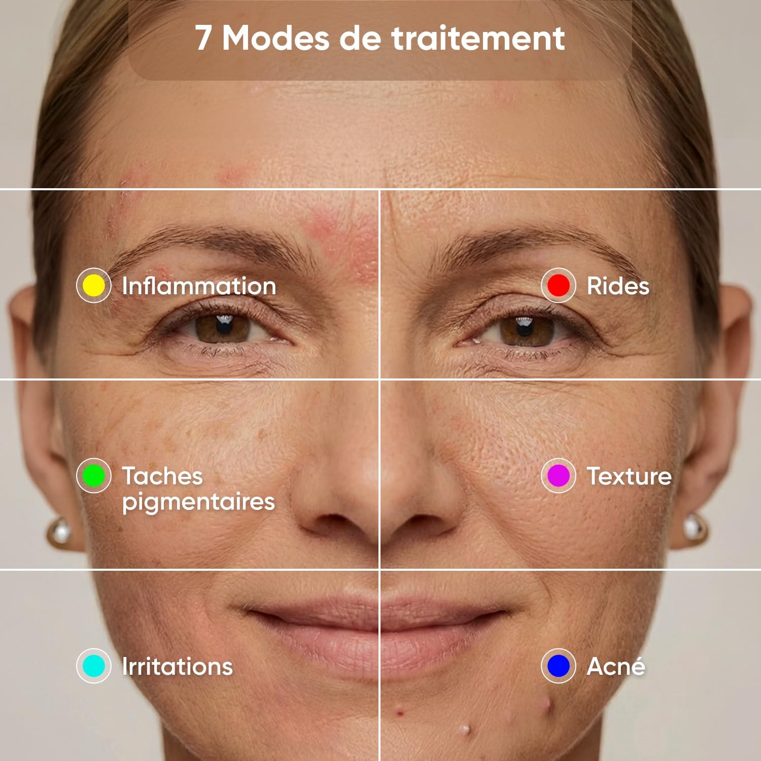 Nanoleaf Masque LED Visage de Luminothérapie, 7 Modes, Lumière Rouge Portable avec LED NIR, Silicone Doux, Protection Yeux, Traitement 5-10 Min, Infrarouge Rechargeable