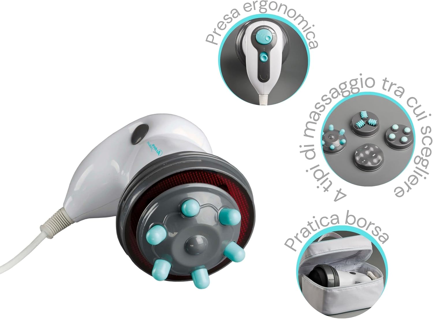 ARDES - Appareil de massage professionnel anti-cellulite avec chauffage infrarouge pour le fessier et les jambes avec 4 accessoires interchangeables et une pochette de voyage Modèle ARM240N