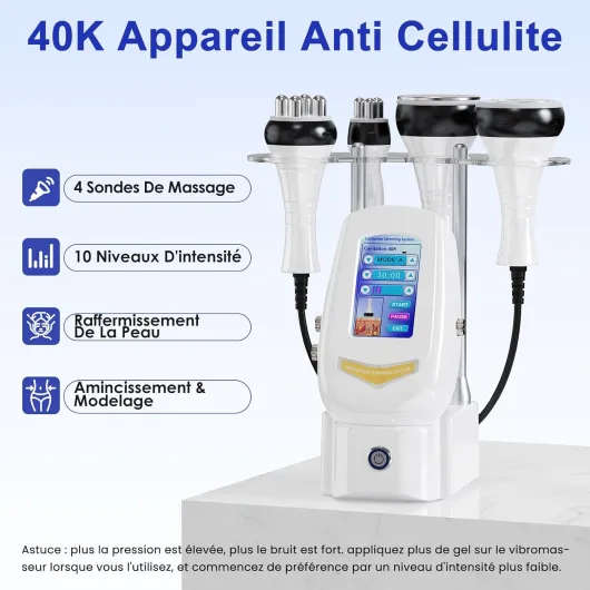 40K Masseur Anti Cellulite Appareil Minceur, 4 en 1 Lipocavitation Radiofréquence Visage et Corps Entier Masseur Amincissants et Raffermissants