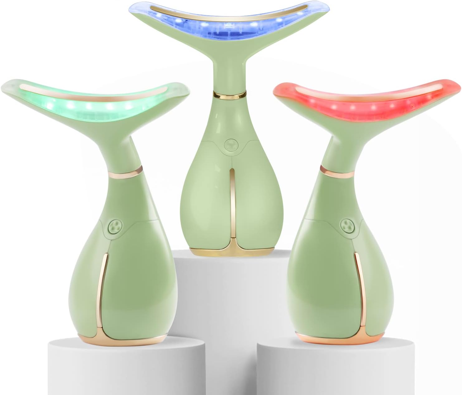 Ms.W Appareil Anti Ride Visage, Ultrasons Beauté Appareils Lifting Masseur Visage, Électrique Appareils De Tonification Pour Le Visage Femme, Outils de soins du visage anti-ride, Massage Pour La Peau Vert