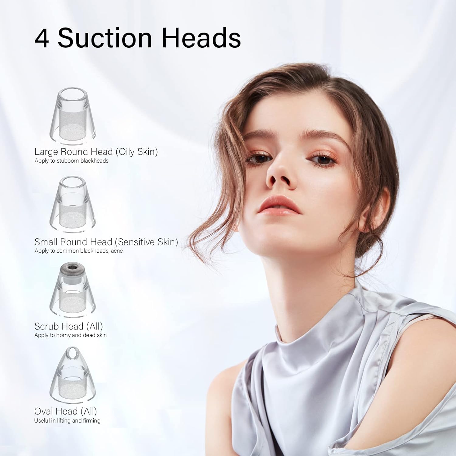 Aspirateur Point Noir Visage, Appareil à Point Noir Professionnel Nettoyant de Pores Vacuum Rechargeable USB avec 3 Modes 4 Têtes pour Extracteur Comédons Boutons Graisse Quatre Outils Inclus (Bleu)