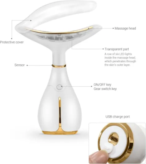 Ms.W Appareil Anti Rides Visage, Appareils Lifting Massage Visage, Anti-âge Soin de Peau Beauté Appareil, Masseur Tonification Levage Pour Le Visage, Réduction des Pores, Rechargeable Blanc Argenté