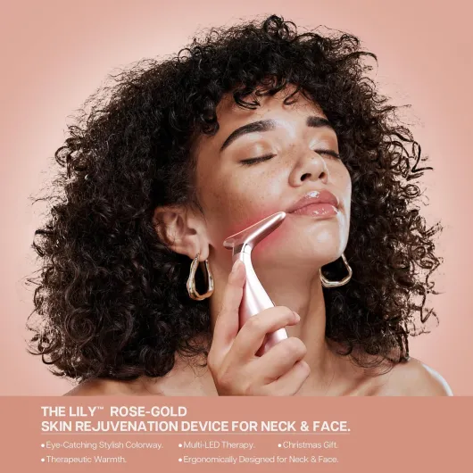 Lily Neck massage du visage, dispositif de rajeunissement de la peau avec thérapie thermique, LED à triple action et Vibration, pour soulager et resserrer anti-âge Or Rose