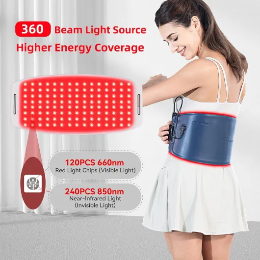 Ceinture de Lumière Rouge Infrarouge Corps, 660nm & 850nm, Télécommande Rechargeable, Patch Portable 43 x 20 cm pour Douleurs Musculaires et Récupération Bleu