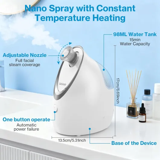 Vapeur Visage Vaporisateur Sauna Spa Facial Chaude Nano Ionique,Equipé de coton aromathérapie,Réglable Visage Steamer Humidificateur Appareil,Pour Homme et Femme Hydratant Débouche les Pores