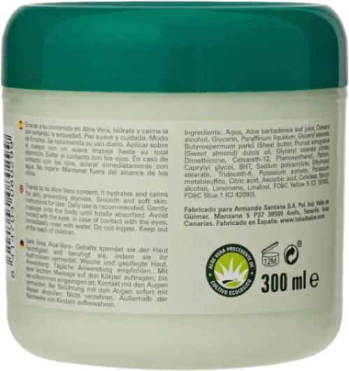 Crème Faciale et corporelle Premium Aloe Vera TABAIBA (300 ml)