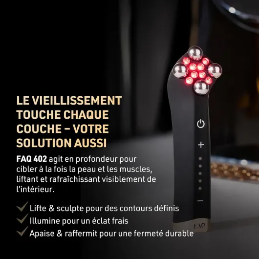 402 Appareil Lifting Visage à Double Microcourant – appareil anti rides visage pour raffermir, tonifier le cou, décongestionner la peau avec lumières rouge, bleue, infrarouge Single