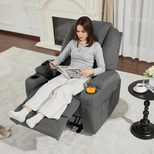 MCombo Fauteuil de Massage électrique inclinable et Vibrant (Gris) Gris Tissu