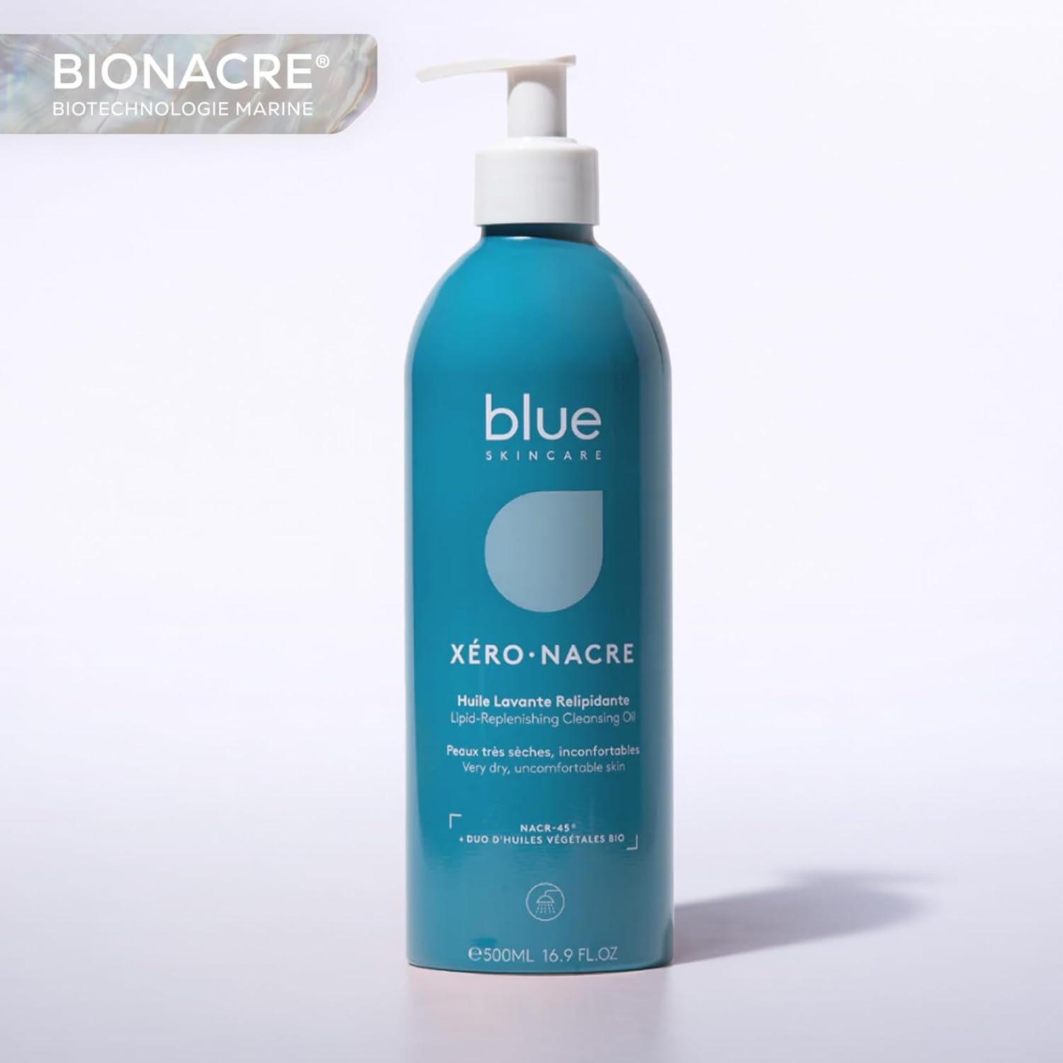 Huile Lavante Relipidante - Nettoie, nourrit & apaise - 99% d'ingrédients d'origine naturels, Bionacre® & Prébiotiques - Pour tous types de peaux - Dès la naissance - 500 ml