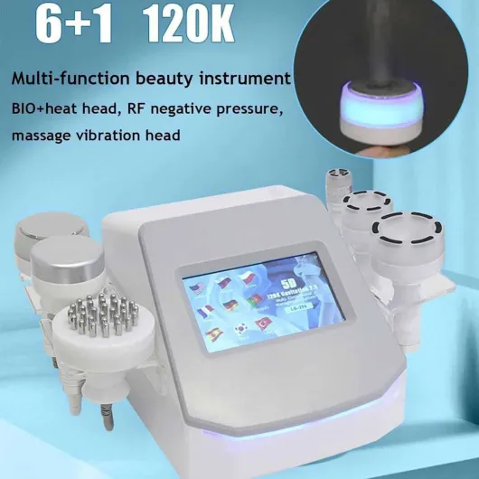 120K Masseur Anti Cellulite Appareil Minceur,6 en 1 Lipocavitation Radiofréquence Visage et Corps Entier Masseur Amincissants et Raffermissants,Écran LED Tactile Multilingue