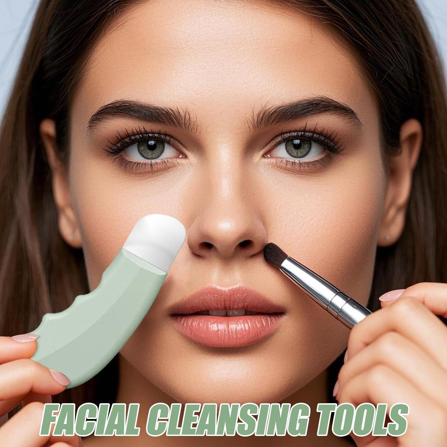 Épurateur à ultrasons – Nettoyeur de pores - Appareil de peeling de la peau – Dissolvant de pour un nettoyage en profondeur du visage, spatule de soin de la peau rechargeable par USB, app Vert Clair
