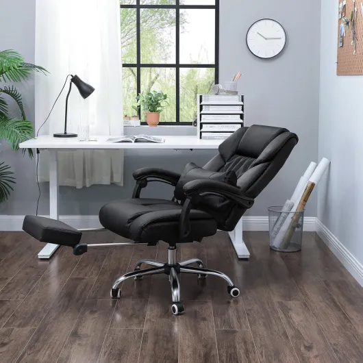 Fauteuil de bureau Chaise pour ordinateur avec repose-pied pliable dossier réglable PU OBG71B