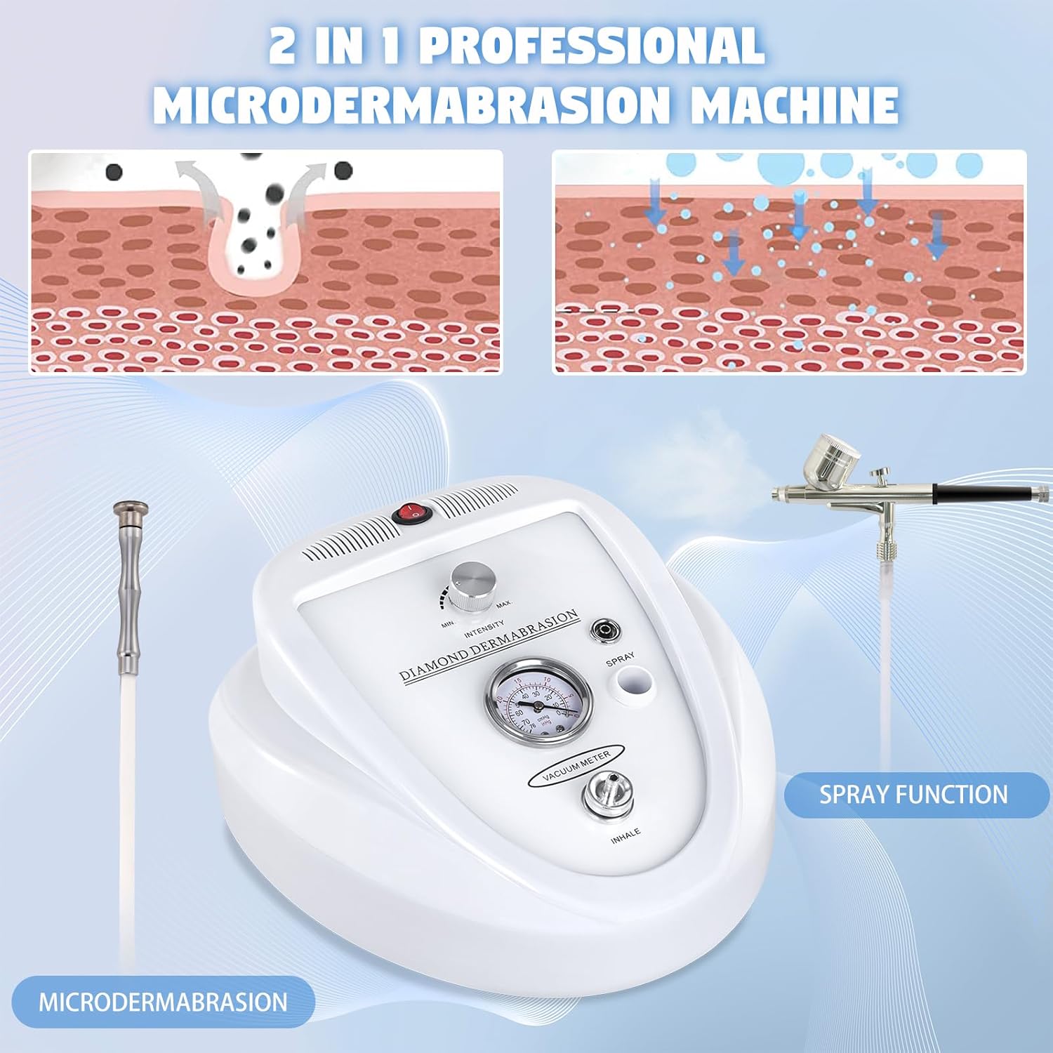 Beauty Star Machine de microdermabrasion diamant 2 en 1 améliorée, système professionnel d'appareils de dermabrasion diamant à la maison, outil de nettoyage des pores du visage (aspiration sous vide