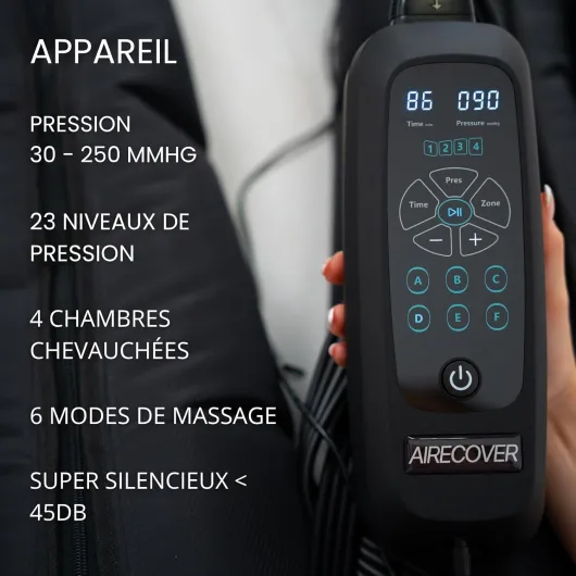 Pressothérapie pour la Maison, Masseur de Jambes avec 4 Chambres pour Améliorer la Circulation Sanguine et le Drainage Lymphatique, Bottes de Récupération pour la Relaxation Musculaire et Air Max L