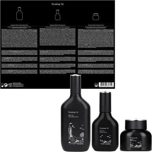 Coffret cadeau Black Tea Line – Soins de la peau fermentés coréens pour une hydratation quotidienne, toner, sérum, crème haut de gamme de luxe Black tea line (Gift-Wrapped)