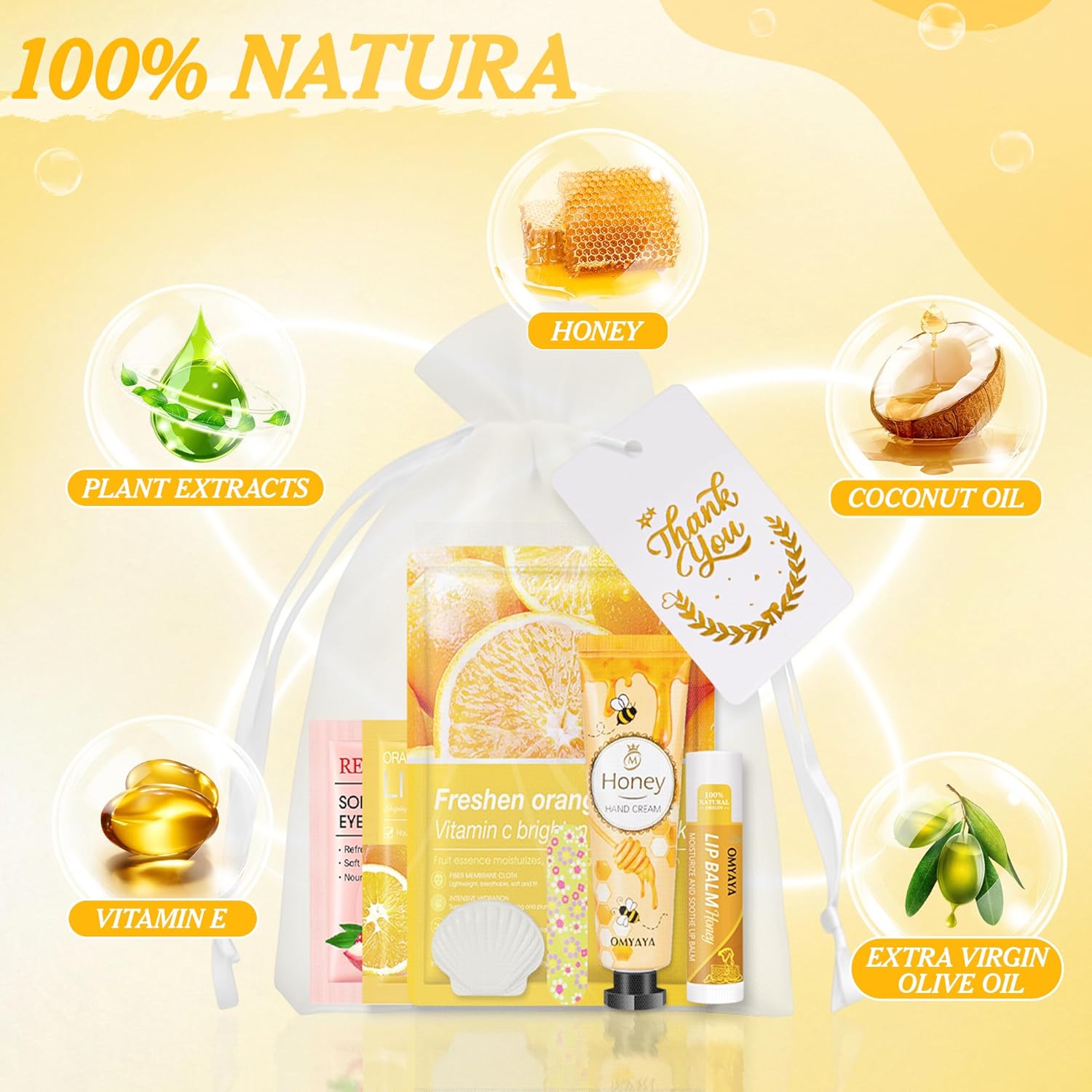 54 Pièces Coffret Cadeau Femmem, Masque facial, Crème pour les mains, Masque pour les yeux, Masque pour les lèvres, Baume à lèvres, Savon ＆ Mini-lime à ongles, Coffret Beauté Femme