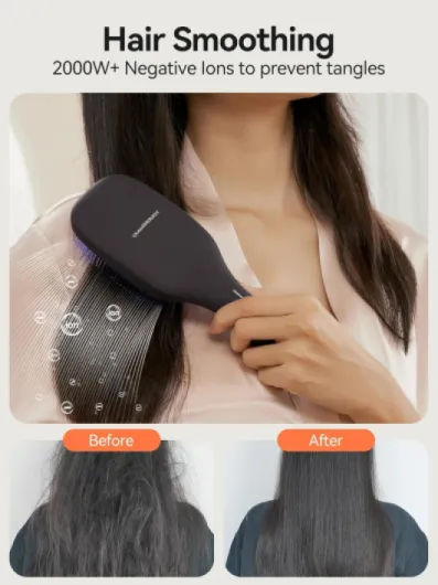 Brosse Laser Rouge/Bleue & Ions Négatifs – Lissage,anti-graîcheur & anti-chute,Favorise la pousse des cheveux et rend la chevelure plus dense,USB-C, étanche