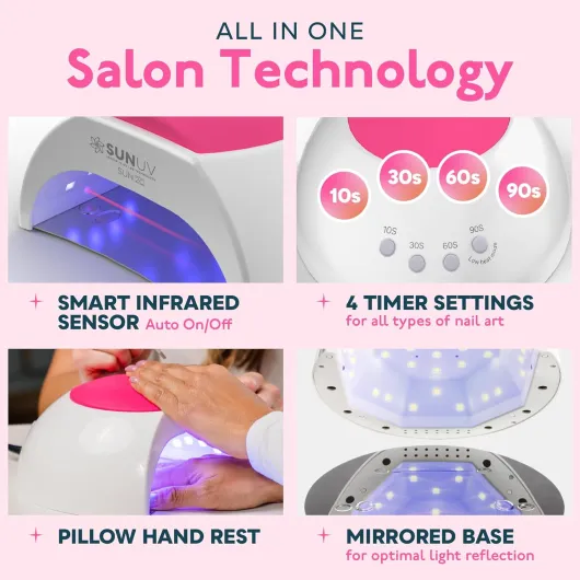 Lampe de séchage pour ongles pour salon, compatible avec tous les gels, sèche-ongles automatique portable professionnel, 33 LED, 4 réglages de minuterie : 10/30/60/90 secondes Rose