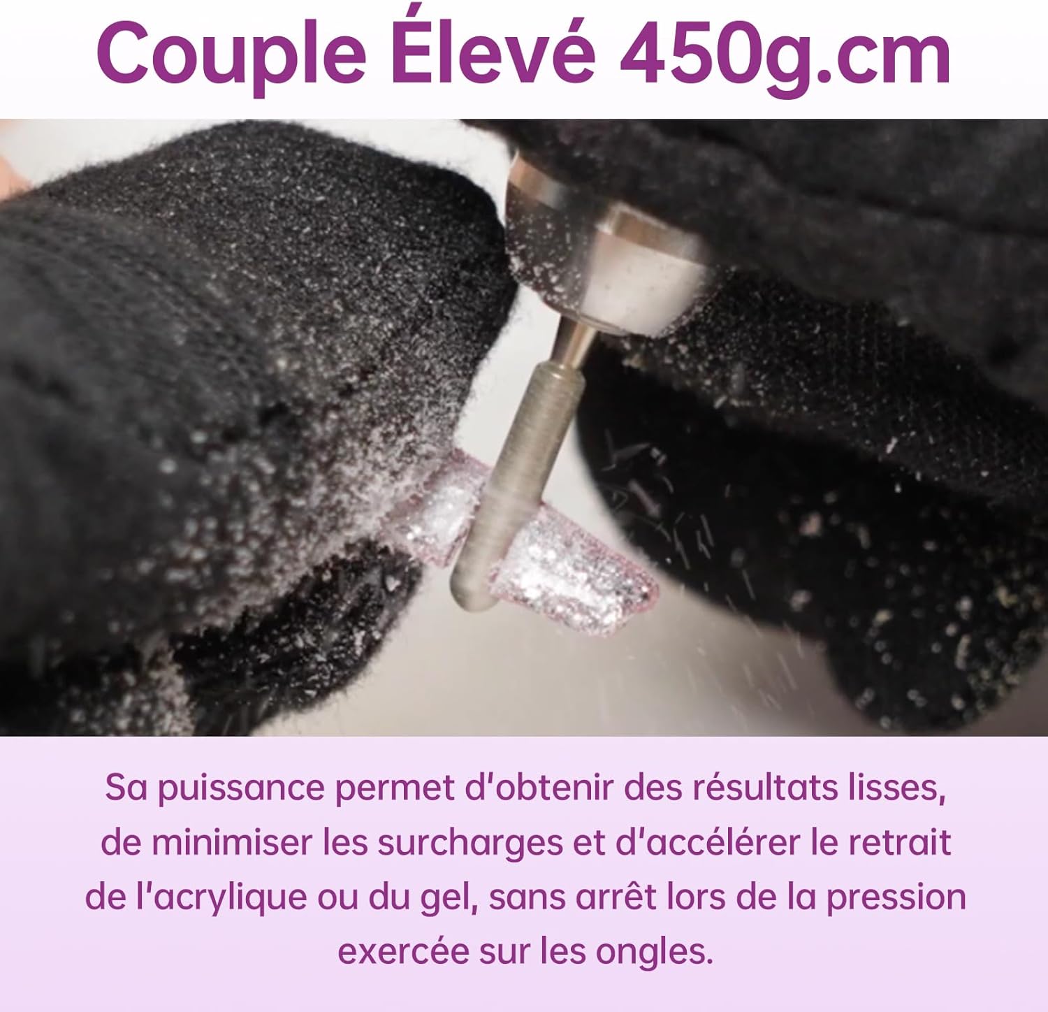 Ponceuse pour Ongles Professionnelle Electrique 35000 Tours Portable Rechargeable pour Manucure Pédicure avec 6 Embouts et Affichage LCD pour Domicile/Salon Violet
