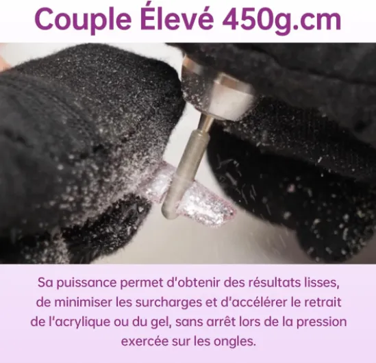Ponceuse pour Ongles Professionnelle Electrique 35000 Tours Portable Rechargeable pour Manucure Pédicure avec 6 Embouts et Affichage LCD pour Domicile/Salon Violet