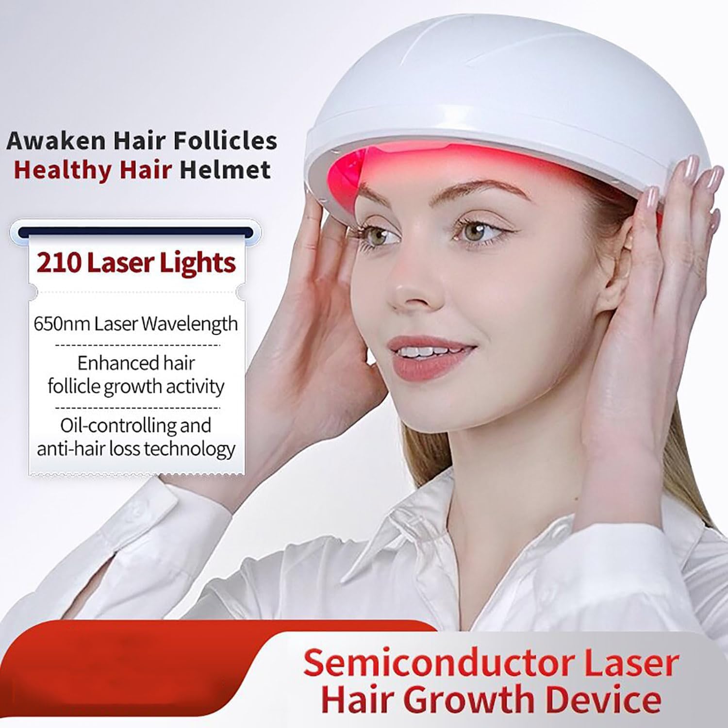 Bonnet de Croissance Capillaire, Appareil Laser, physiothérapie par luminothérapie Rouge pour la Repousse, Longueur d'onde 210 LLLT et 650 nm, pour Hommes et Femmes en Perte de Che