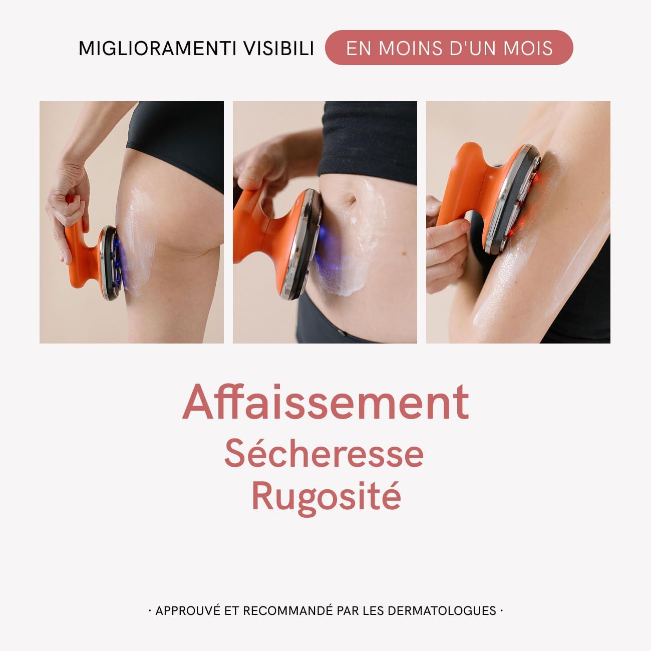 Radiofréquence Corporelle Professionnelle 2 en 1, Appareil de Radiofréquence avec Crème Corporelle Raffermissante 1L, Traitement Anticellulite et Flaccidité, LED, Technologie EMS - 2 Pack