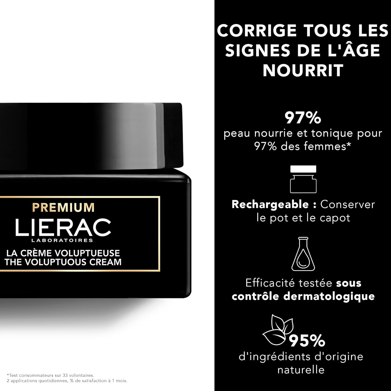 Lierac - Premium - Crème Voluptueuse Anti-Âge Global - Enrichie en Acide Hyaluronique - Crème Visage Nourrissante qui Corrige tous les signes de l’âge - Soin visage adapté aux peaux sensibles