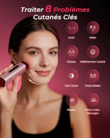 Appareil Visage Radiofréquence Beauté Massage 5-en-1,EMS & Luminothérapie 5 LED,Soins du Visage Professionnels pour le visage et le cou:atténue les rides et ridules,raffermit et lisse la peau(Or Rose)