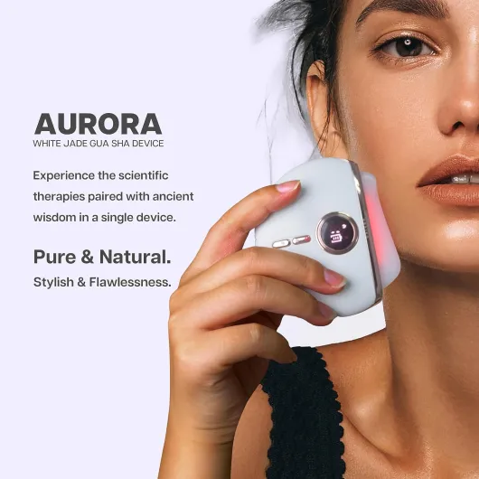 Outils Visage Gua Sha, Masseur Électrique Anti-Âge avec Chaleur & Vibration, Lifting Facial, Réduction des Rides et des Gonflements (AURORA)