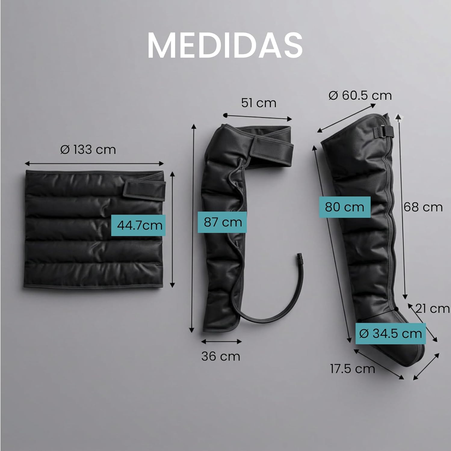 , Bottes Pressothérapie, Drainage Lymphatique, Appareil de Massage, Equipe Complète, Massage et Relaxation, Facile à Utiliser, Eficacité Professionnelle (Kit Complet - Noir)